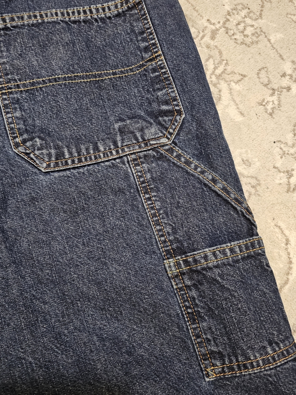Y2k Old Navy Dark Blue Denim Carpenter Shorts - Picture 6 of 8